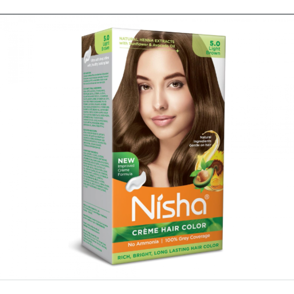 كريم نيشا لتلوين الشعر بتركيبة خالية من الأمونيا بلون بني فاتح يدوم طويلاً (عبوة من قطعة واحدة) كريم نيشا لتلوين الشعر بتركيبة خالية من الأمونيا بلون بني فاتح يدوم طويلاً (عبوة من قطعة واحدة)