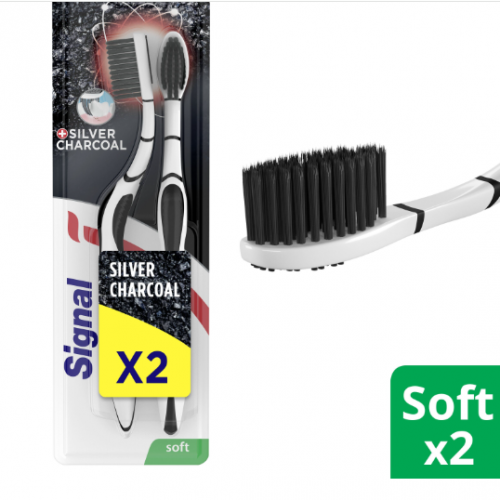 سيجنال فرشاة أسنان بالفحم ناعمة - 2 قطعة سيجنال فرشاة أسنان بالفحم ناعمة - 2 قطعة