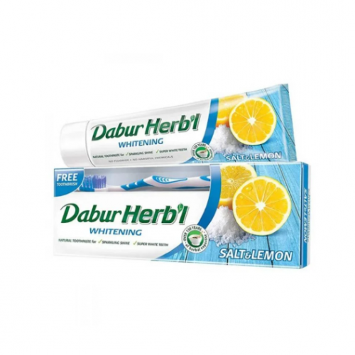 دابر معجون أسنان الأعشاب بالملح والليمون مع فرشاة - 150 جم