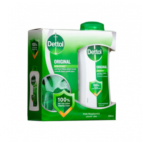 ديتول الأصلي غسول جسم للعناية بالبشرة بعطر الصنوبر مع ليفه - 250 مل ديتول الأصلي غسول جسم للعناية بالبشرة بعطر الصنوبر مع ليفه - 250 مل