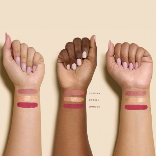 رير بيوتي مجموعة برايت اند روزي للشفاه والخدود 3 قطع ميني