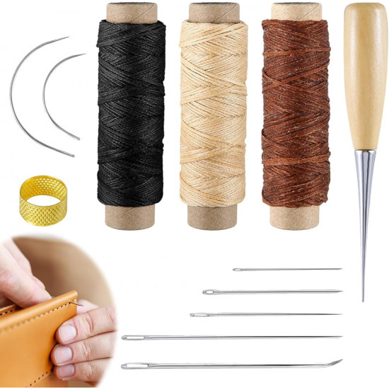 طقم خيوط الجلود مع ابر