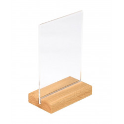 ستاند اكريلك شفاف بقاعده خشبيه