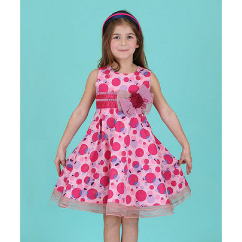 Bonnie Jean Soft Pink Dress with Circle Embroidery Details