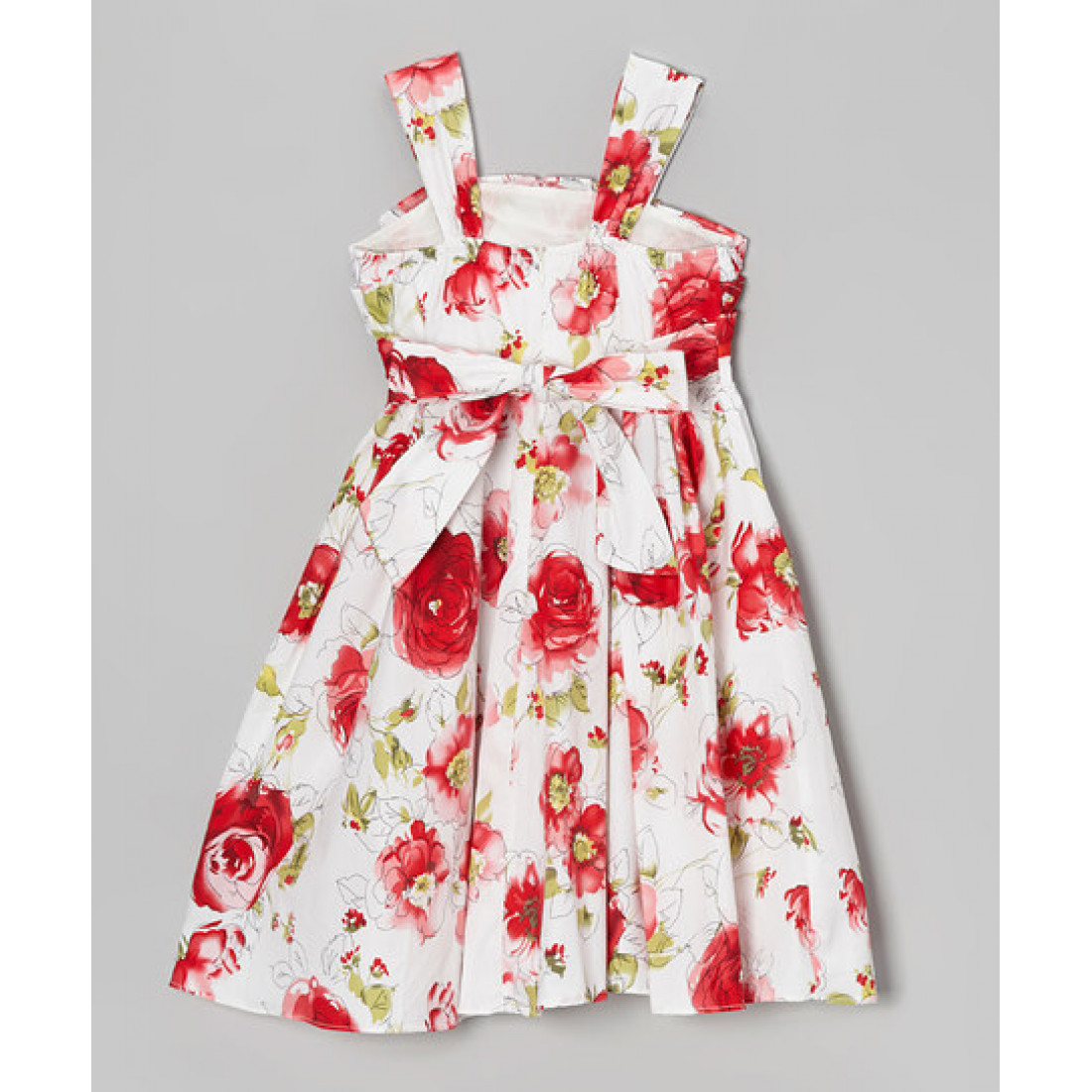 Bonnie Jean Red Floral Embroidered Soft Dress for Girls