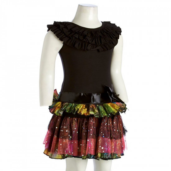 فستان بناتي أسود ناعم مع تطريز سفلي فاخر - إطلالة الأميرات