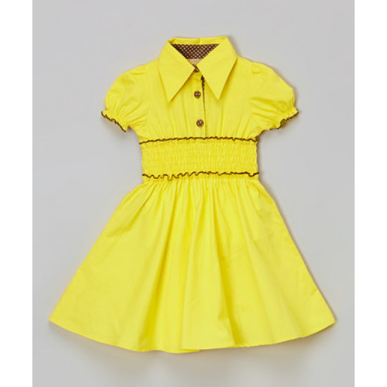 فستان بياقة كلاسيكية للمناسبات - متوفر بالأصفر والأزرق - عمر 7-8 سنوات