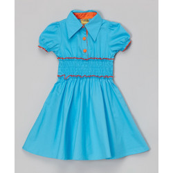 فستان بياقة كلاسيكية للمناسبات - متوفر بالأصفر والأزرق - عمر 7-8 سنوات