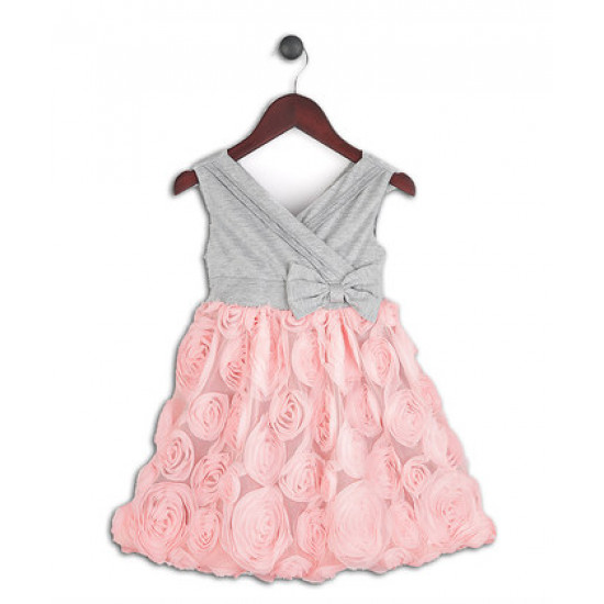 فستان أطفال مطرز بالورود للأنيقات - مناسب للطلعات والحفلات - عمر 3 سنوات