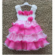 فستان حفلات بناتي وردي قصير بتصميم طبقات - عمر 5 سنوات
