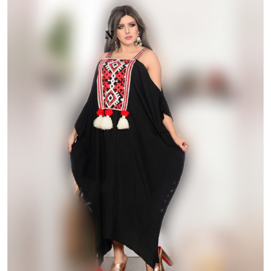 جلابية اكتاف نازل اسود