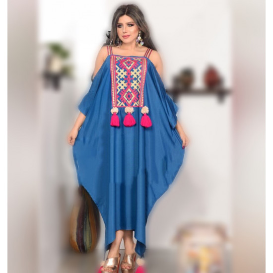 جلابية مكشوفة الاكتاف ازرق