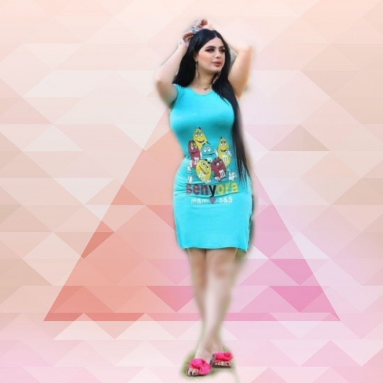 قميص نوم قطني قصير بطبعة "إم إند إمز" مع قصة ظهر (مقاس موحد)