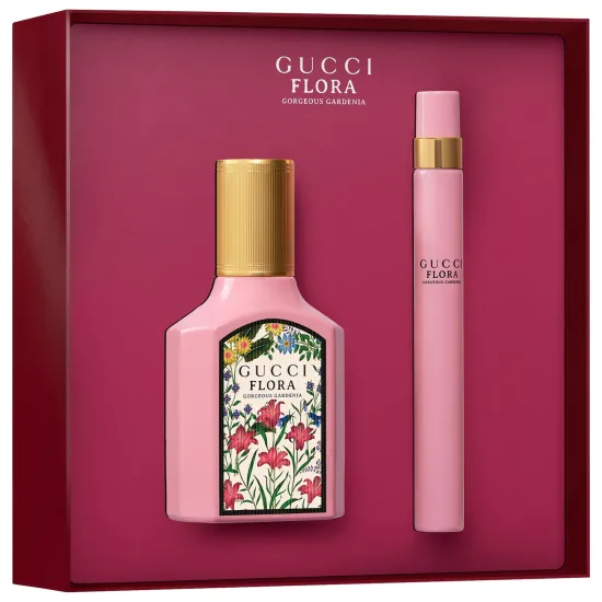 طقم عطر جوتشي فلورا جورجيس جاردينيا الثنائي (Gucci Flora Duo Set) - أو دو بارفان + بخاخ سفر