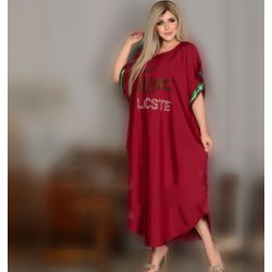جلابية لاكوست قطن عالي الجودة - لون أحمر غامق "عودي" (مقاس موحد)