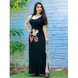 قميص نوم قطني طويل كتف وكتف