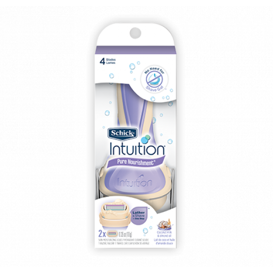  بيور نوريشمنت ماكينة ازالة الشعر للنساء مع 2 شفرة اضافية لبشرة رطبة من حليب جوز الهند وزيت اللوز من شييك إنتويشن