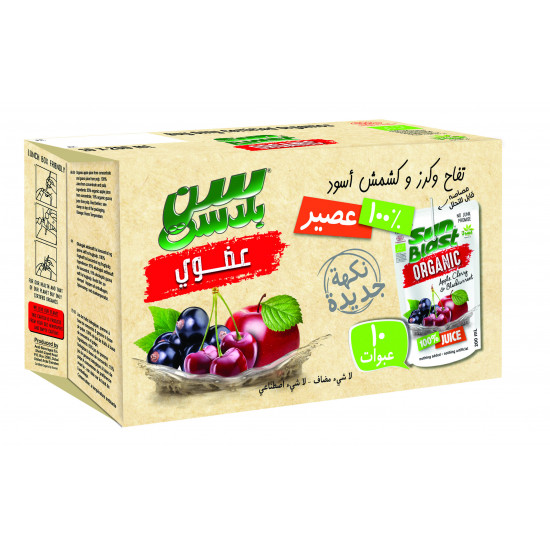 عصير التفاح والكرز والكشمش الأسود العضوي 10×200 مل سن بلاست عصير التفاح والكرز والكشمش الأسود العضوي 10×200 مل سن بلاست