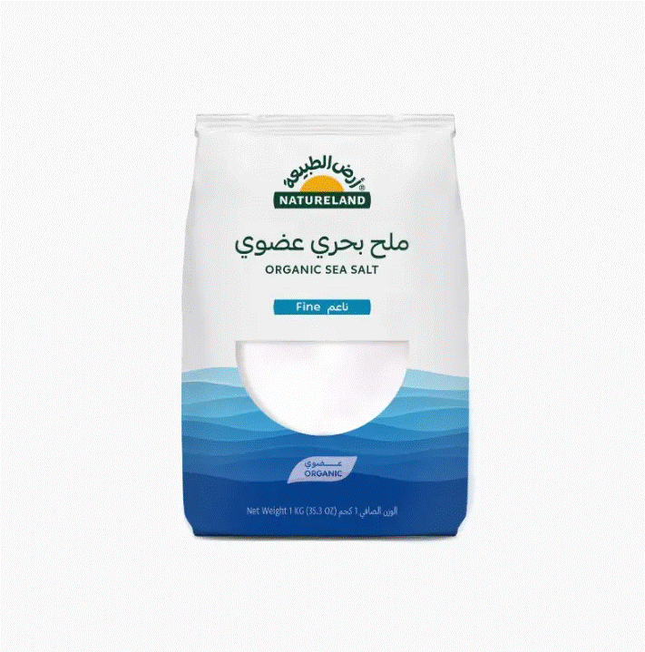 ملح بحري عضوي ناعم إسباني 1 كجم ارض الطبيعة