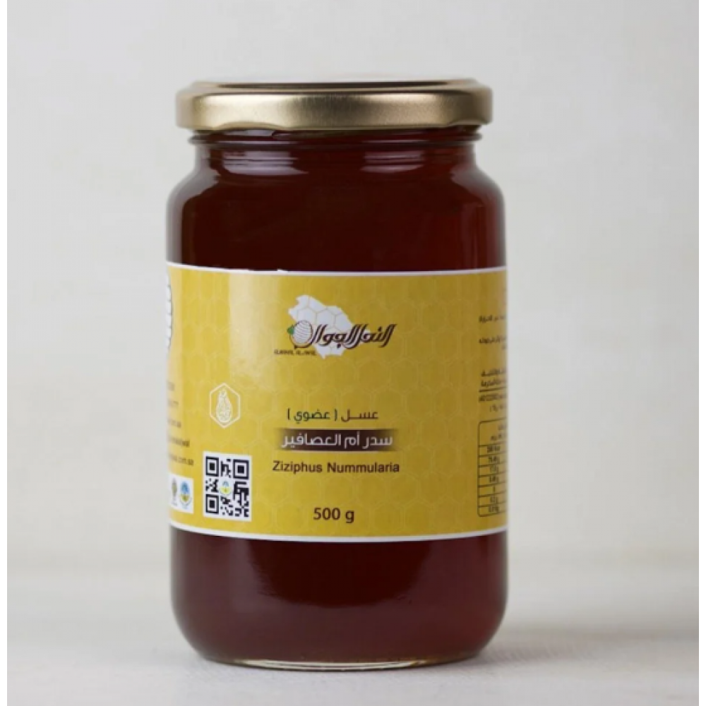 عسل سدر ام العصافير عضوي 500جم نحل الجوال 