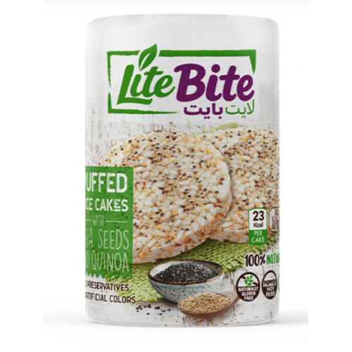 كعكة الارز والذرة لايت مع بذور الشيا وبذور الكينوا 100جم  خالي من الجلوتين طبيعي 100%