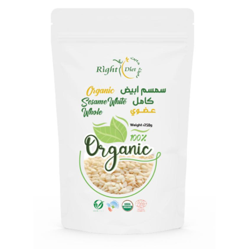 سمسم ابيض كامل عضوي 250جم رايت دايت 