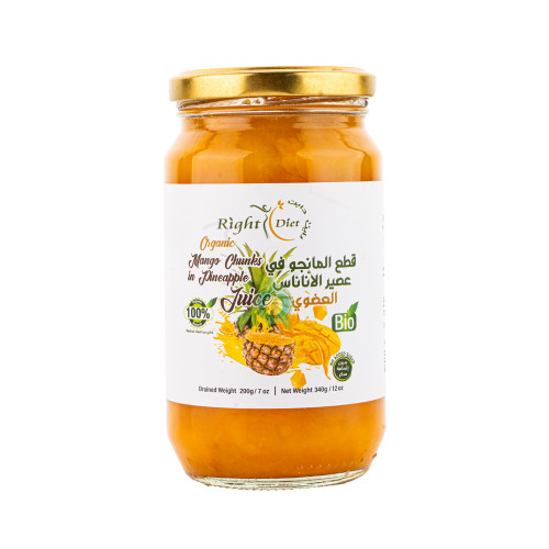 قطع المانجو في عصير الاناناس عضوي 340جم رايت دايت قطع المانجو في عصير الاناناس عضوي 340جم رايت دايت