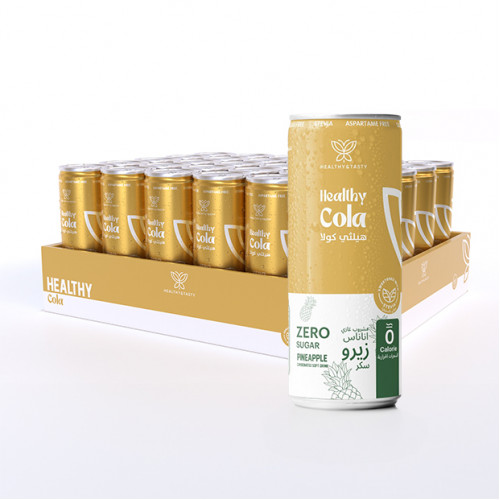 كولا صحية مشروب غازي،اناناس خالي من السكر والسعرات الحرارية كرتون  250 مل× 30 علبة   هيلثي اند تيستي