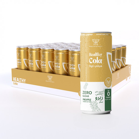 كولا صحية مشروب غازي،اناناس خالي من السكر والسعرات الحرارية كرتون 250 مل× 30 علبة هيلثي اند تيستي كولا صحية مشروب غازي،اناناس خالي من السكر والسعرات الحرارية كرتون 250 مل× 30 علبة هيلثي اند تيستي