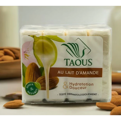 صابون الطاووس المغربي الطبيعي بحليب اللوز ترطيب ونعومه  4 حبات*120جم 