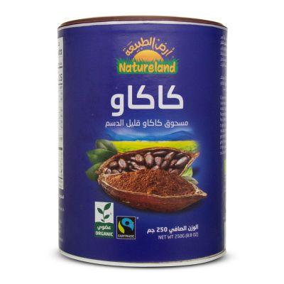 مسحوق كاكاو قليل الدسم 250 جم عضوي أرض الطبيعة