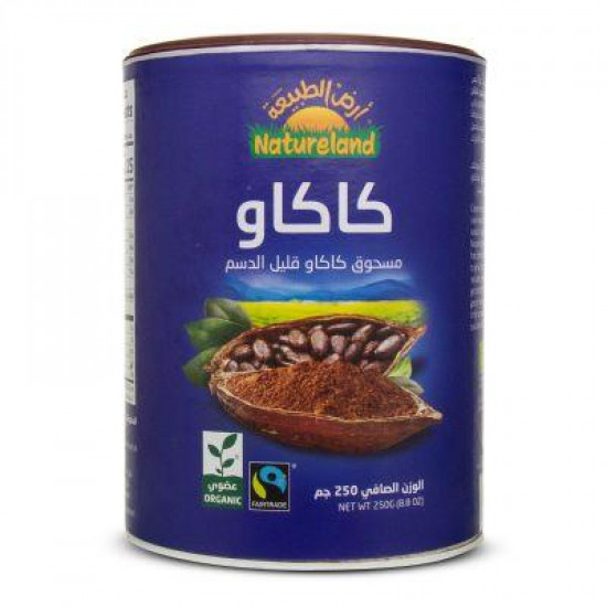 مسحوق كاكاو قليل الدسم 250 جم عضوي أرض الطبيعة مسحوق كاكاو قليل الدسم 250 جم عضوي أرض الطبيعة