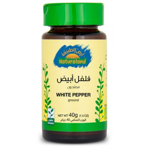 فلفل ابيض مطحون عضوي 40 جم ارض الطبيعة فلفل ابيض مطحون عضوي 40 جم ارض الطبيعة