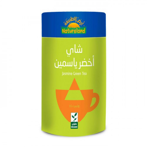 شاي أخضر ياسمين 30جم عضوي ارض الطبيعة