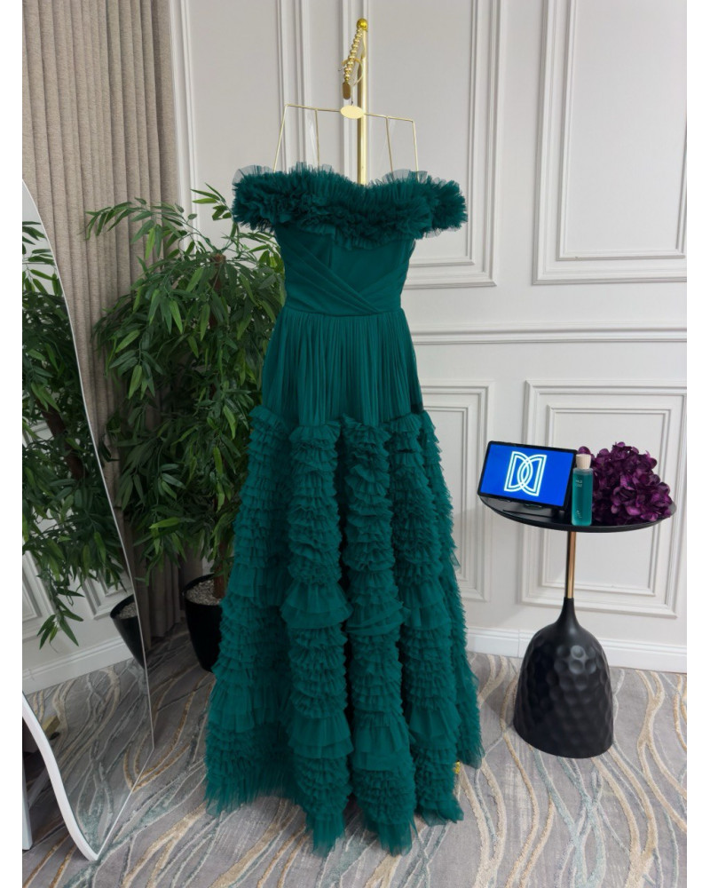 فستان تل كراميش باللون الزيتي