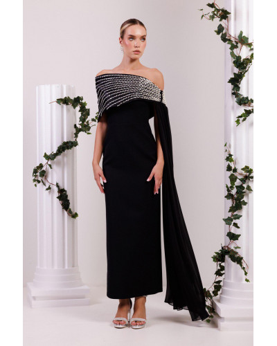 فستان باربي مطرز اسود فستان باربي مطرز اسود