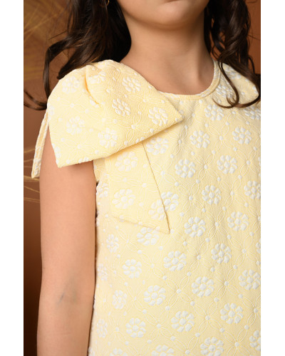 فستان بناتي أصفر بكشكش وفيونكة - 731