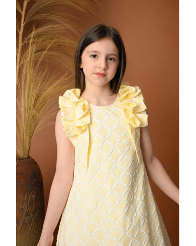 فستان بناتي أصفر أنيق بتصميم فريد - 717