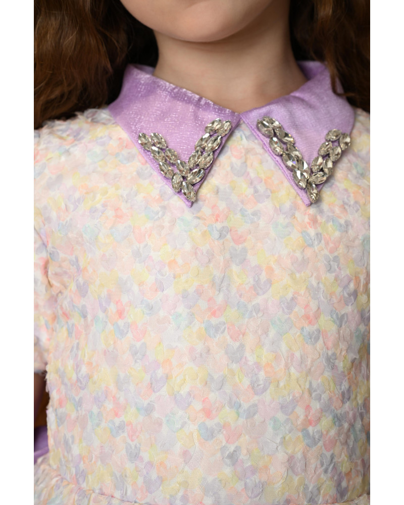 فستان بناتي فاخر بنقوش أنيقة وياقة مزينة - 777 فستان بناتي فاخر بنقوش أنيقة وياقة مزينة - 777