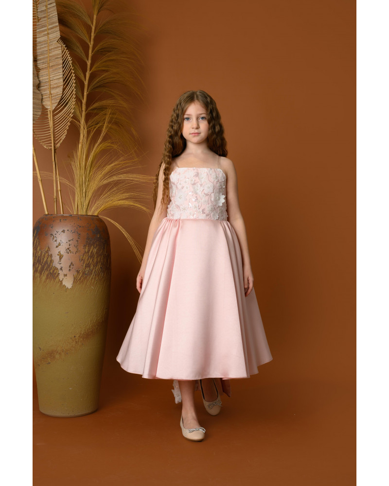 فستان سهرة بناتي مع ذيل طويل بتصميم فاخر - 800 فستان سهرة بناتي مع ذيل طويل بتصميم فاخر - 800