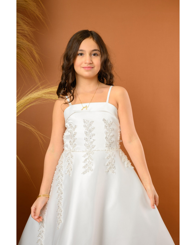 فستان بناتي سهرة ذيل بتطريز انيق فستان بناتي سهرة ذيل بتطريز انيق