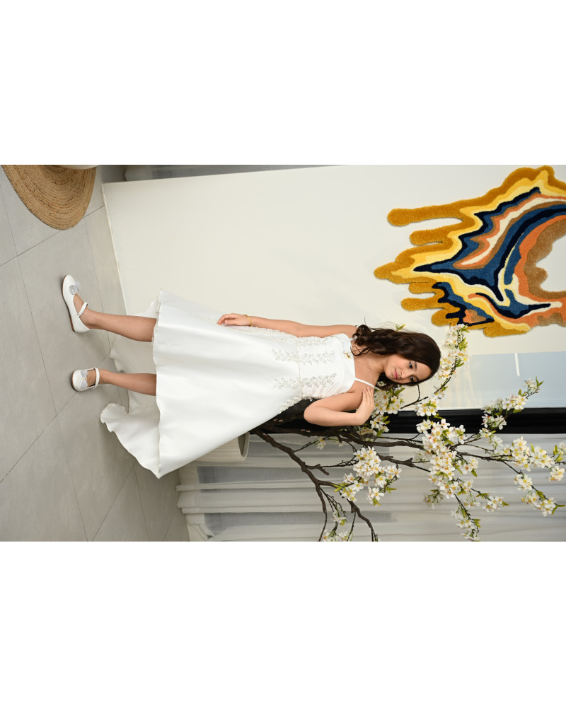 فستان بناتي سهرة ذيل بتطريز انيق