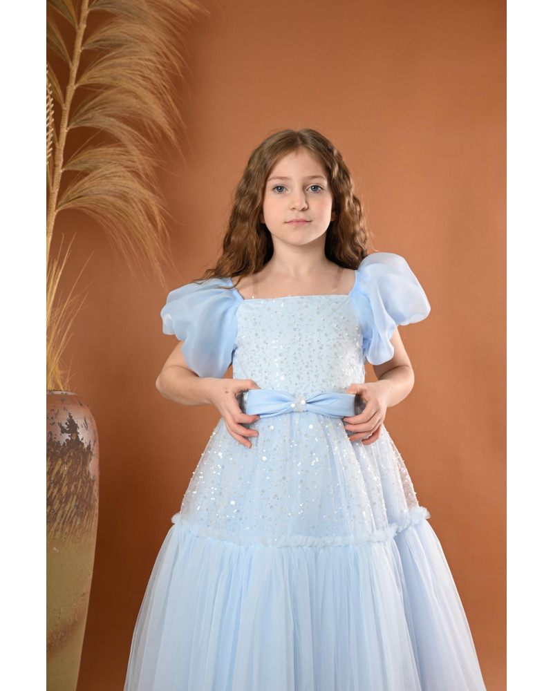 فستان بناتي سهرة لونين منفوش بلمسات براقة فستان بناتي سهرة لونين منفوش بلمسات براقة