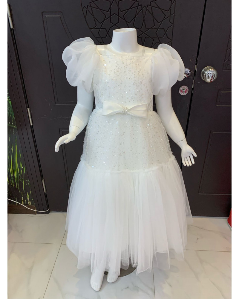 فستان بناتي سهرة لونين منفوش بلمسات براقة فستان بناتي سهرة لونين منفوش بلمسات براقة