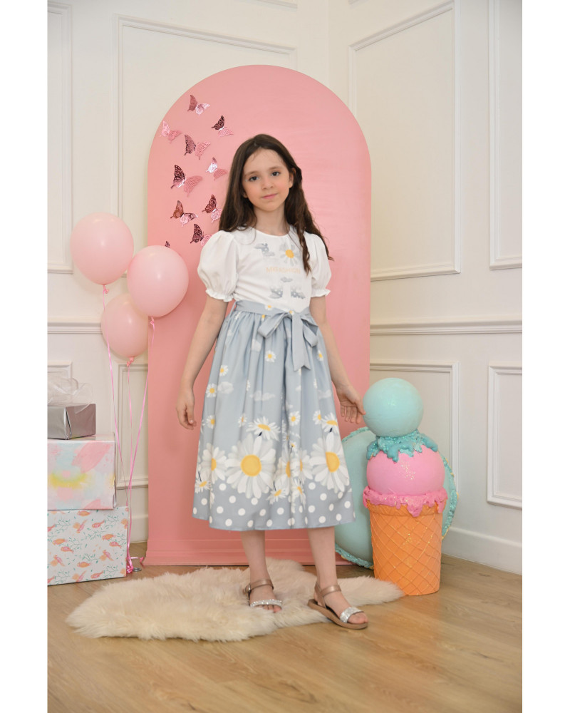 فستان بناتي زهرة عباد الشمس لونين - Mk23051b فستان بناتي زهرة عباد الشمس لونين - Mk23051b