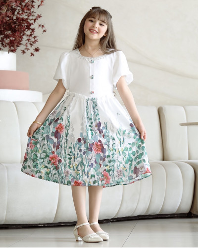 فستان بناتي عشبي بلمسات أنيقة - Mk2501010