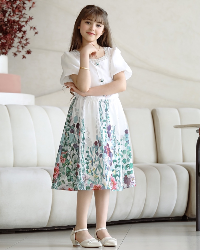 فستان بناتي عشبي بلمسات أنيقة - Mk2501010 فستان بناتي عشبي بلمسات أنيقة - Mk2501010