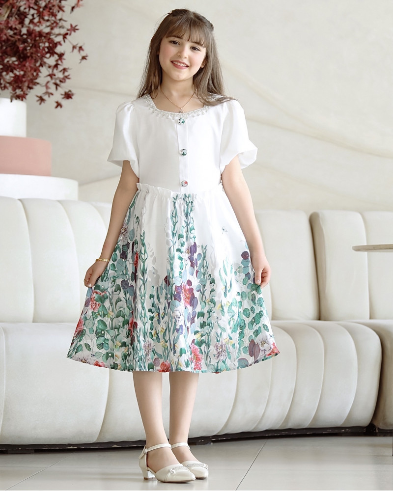 فستان بناتي عشبي بلمسات أنيقة - Mk2501010 فستان بناتي عشبي بلمسات أنيقة - Mk2501010