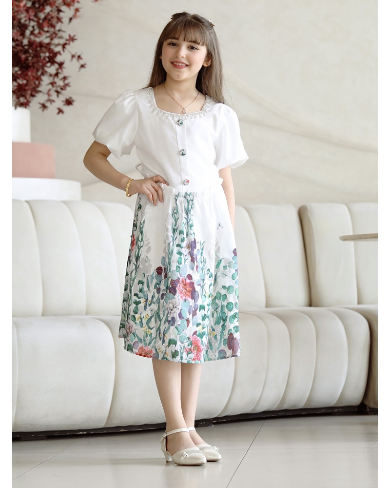 فستان بناتي عشبي بلمسات أنيقة - Mk2501010 فستان بناتي عشبي بلمسات أنيقة - Mk2501010