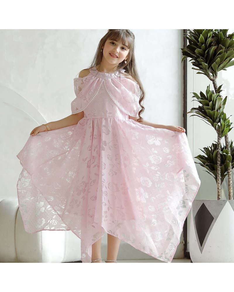 فستان بناتي زهري بتصميم ساحر يهبل - Mk2501012 فستان بناتي زهري بتصميم ساحر يهبل - Mk2501012